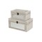 Contemporary Home Living Set of 2 White Contemporary Sized Mirrored Storage Boxes 11.75"